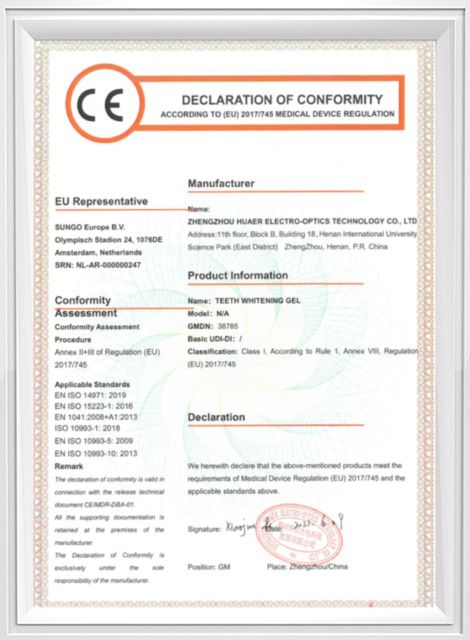 CE Certificate Gel